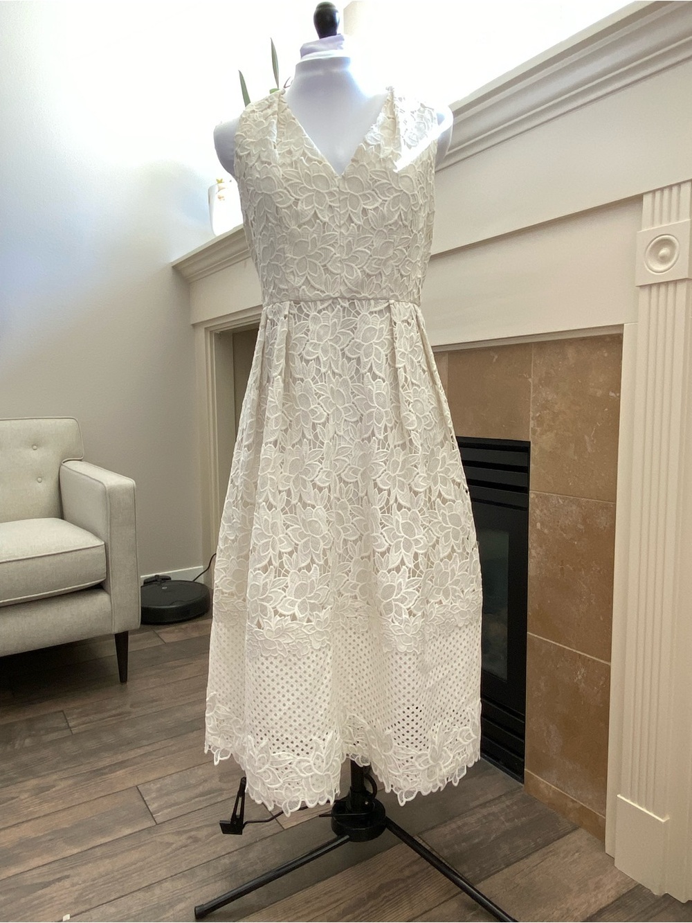 NWT Ann Taylor Cream Bridal Lace Bridal Shower/Graduation Event Dress - Picture 3 of 6